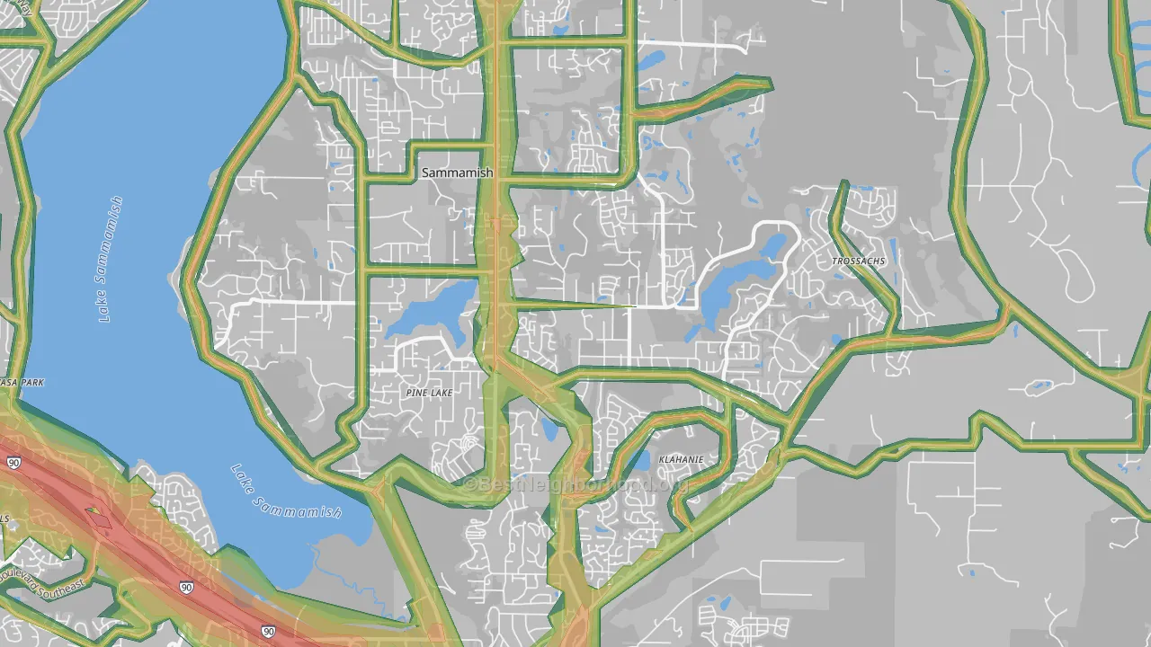 98075, WA Map of Noise Levels in 98075