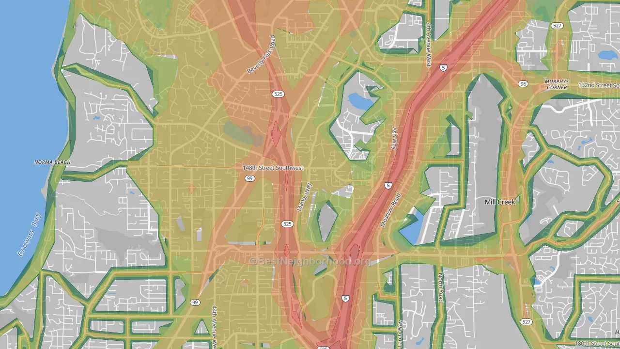 98087, WA Map of Noise Levels in 98087