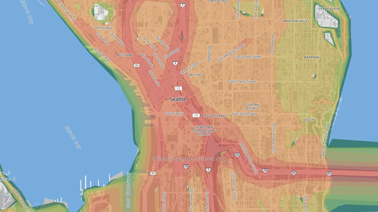 98104, WA Map of Noise Levels in 98104