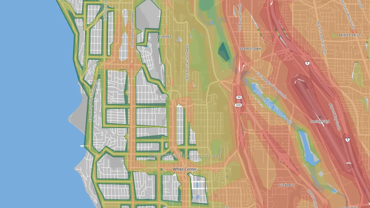 98106, WA Map of Noise Levels in 98106