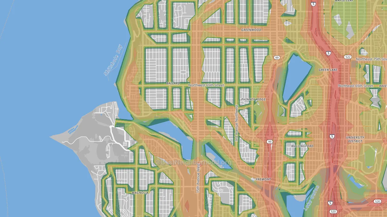 98107, WA Map of Noise Levels in 98107