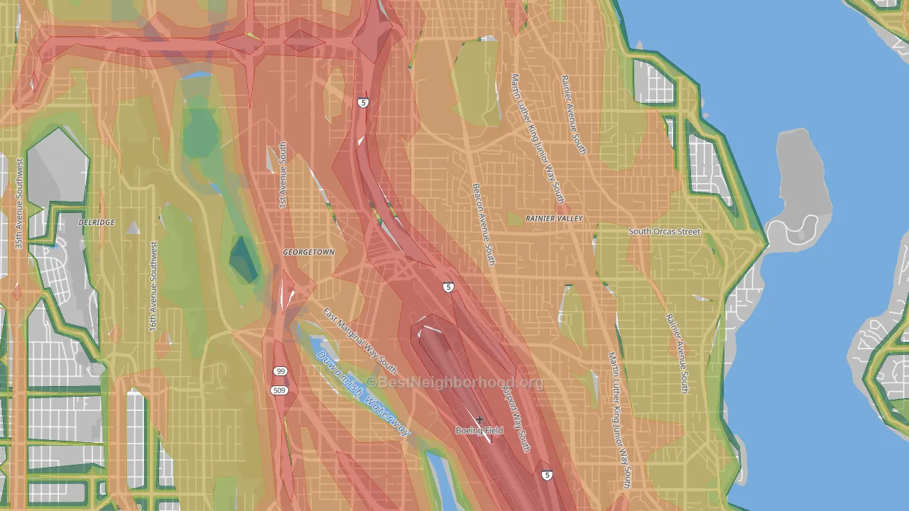 98108, WA Map of Noise Levels in 98108