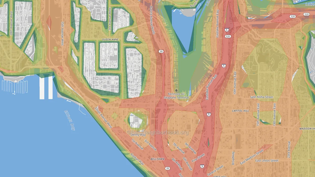 98109, WA Map of Noise Levels in 98109