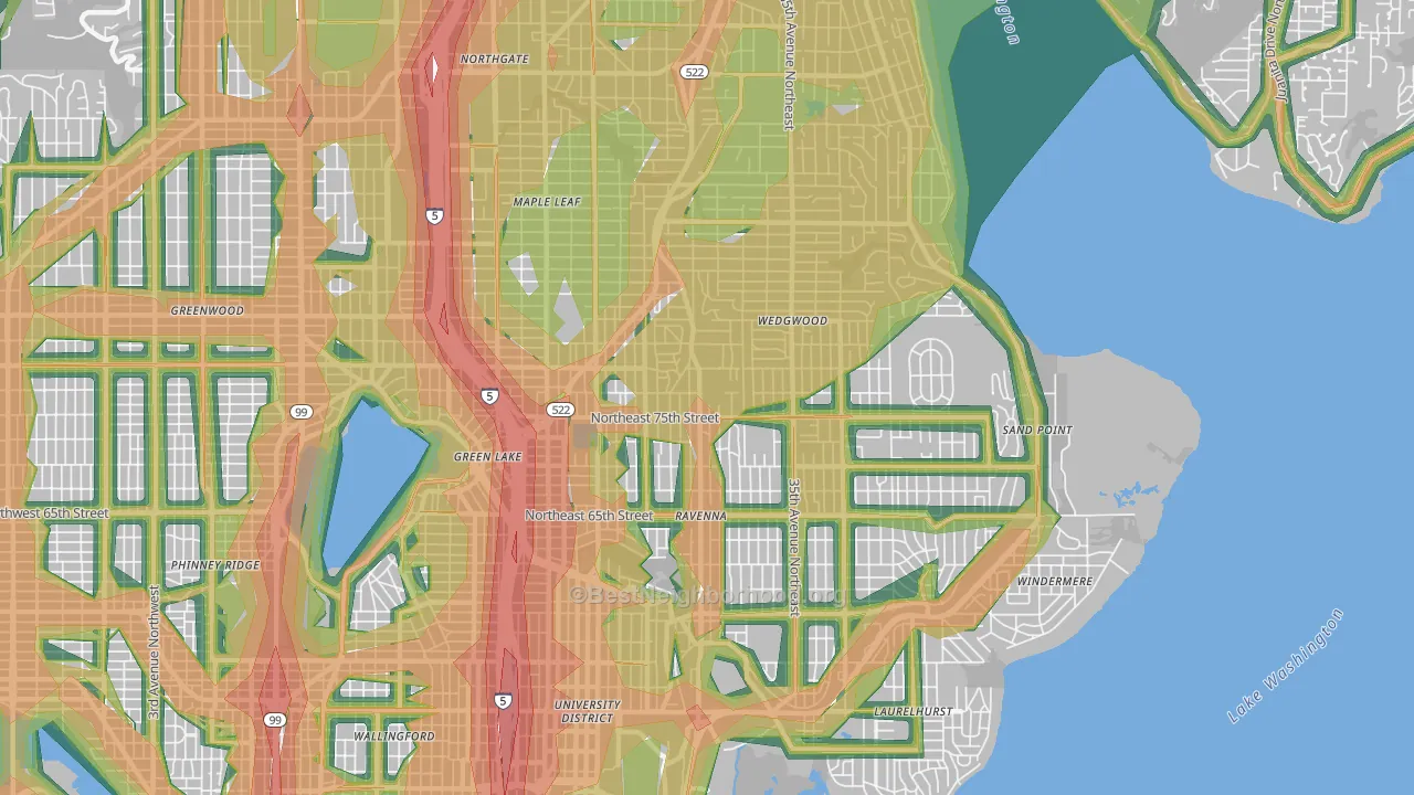 98115, WA Map of Noise Levels in 98115
