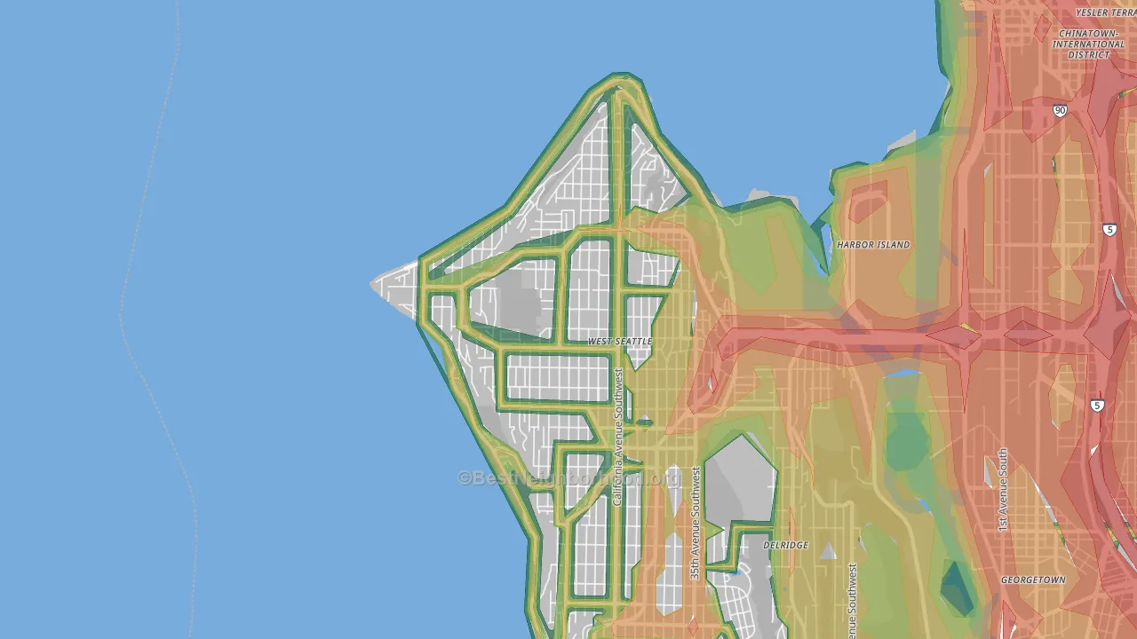 98116, WA Map of Noise Levels in 98116