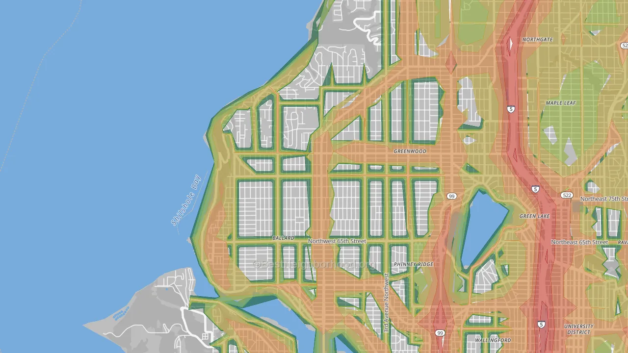 98117, WA Map of Noise Levels in 98117