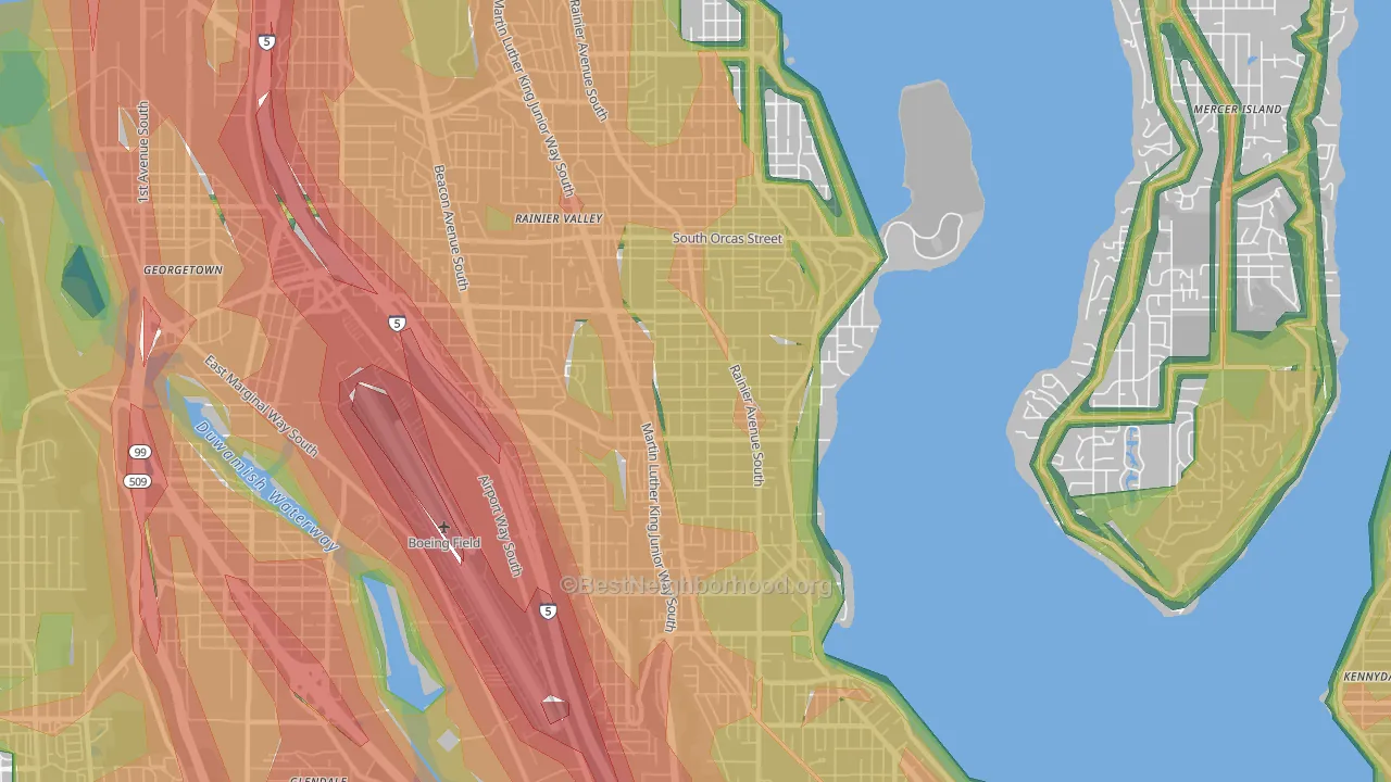 98118, WA Map of Noise Levels in 98118