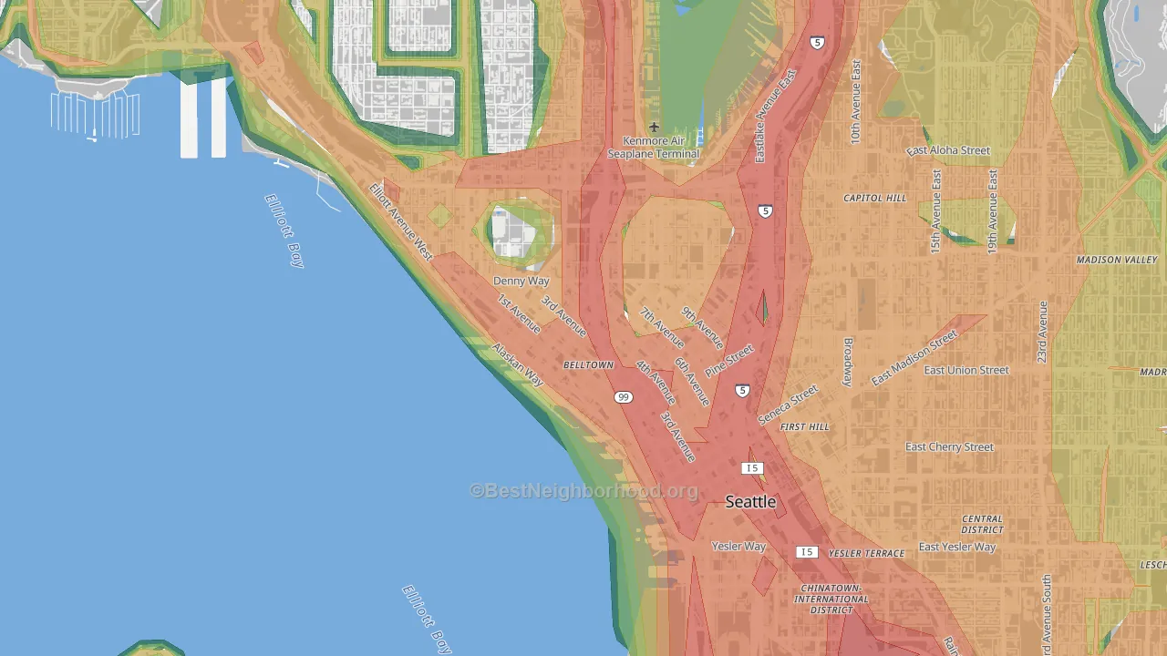 98121, WA Map of Noise Levels in 98121