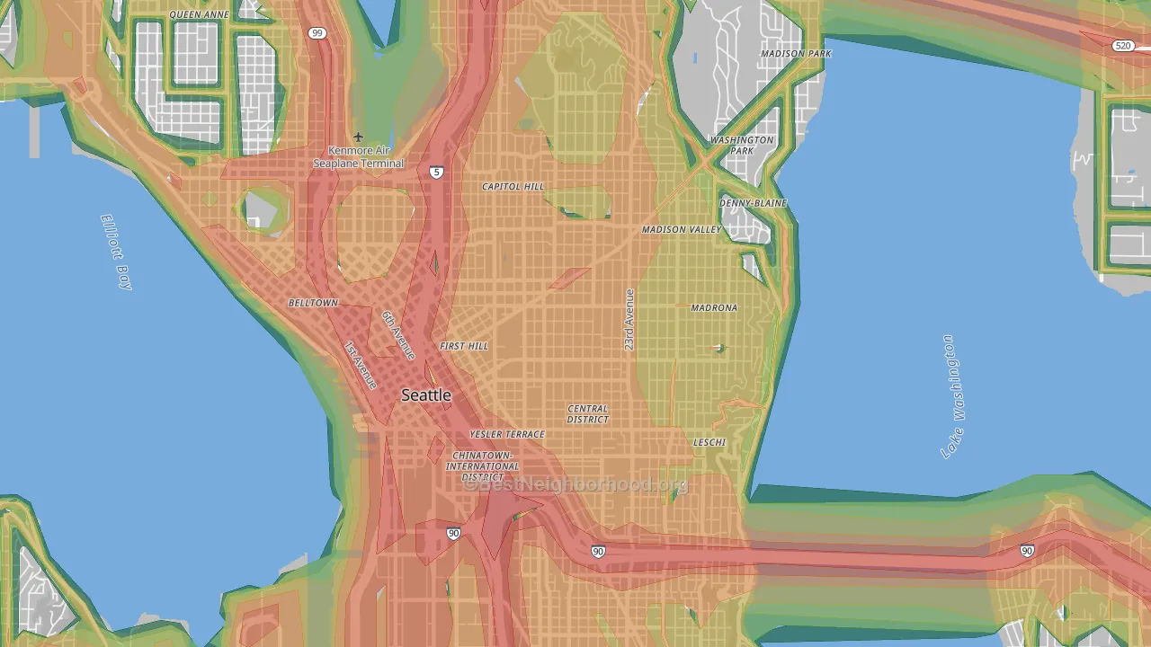 98122, WA Map of Noise Levels in 98122