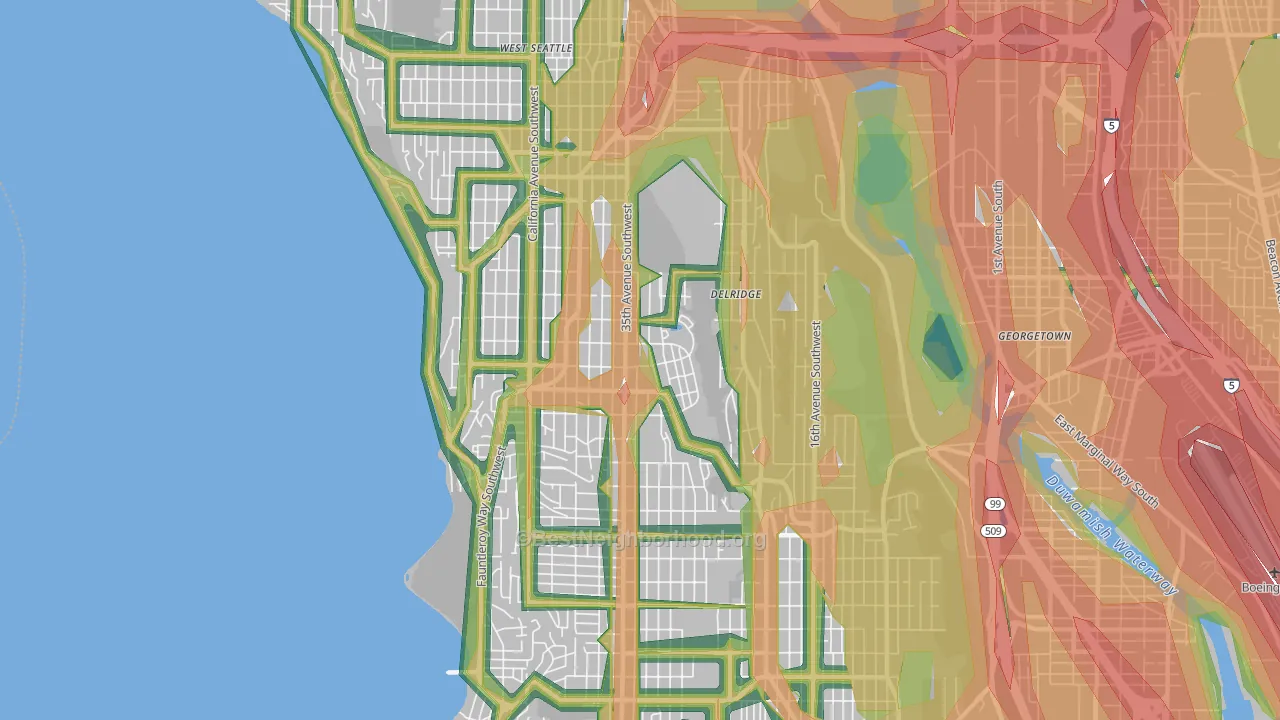 98126, WA Map of Noise Levels in 98126