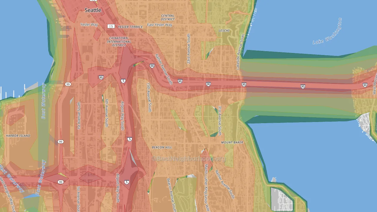 98144, WA Map of Noise Levels in 98144