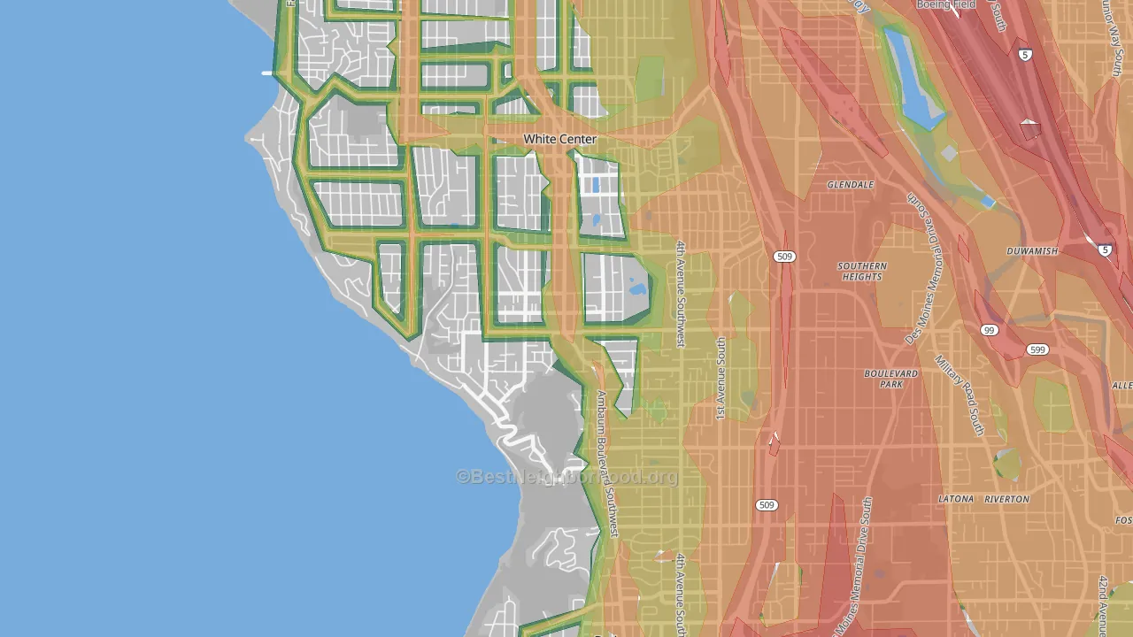 98146, WA Map of Noise Levels in 98146
