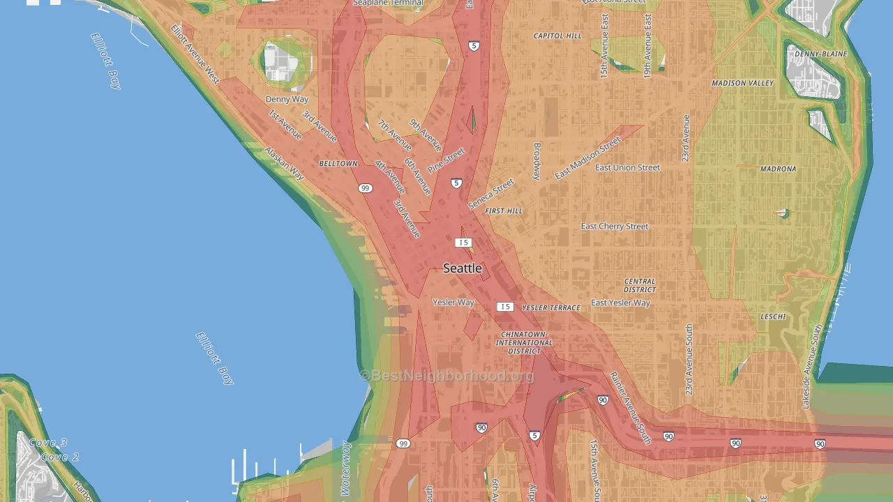 98164, WA Map of Noise Levels in 98164