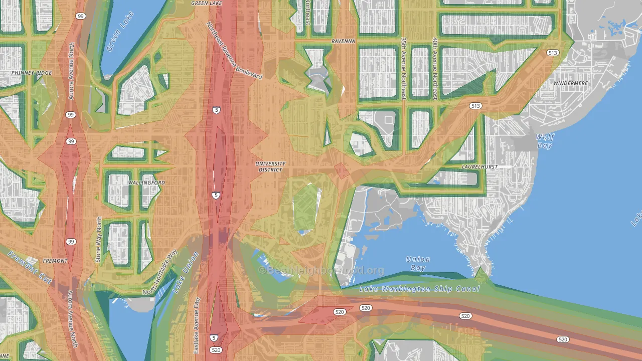 98195, WA Map of Noise Levels in 98195