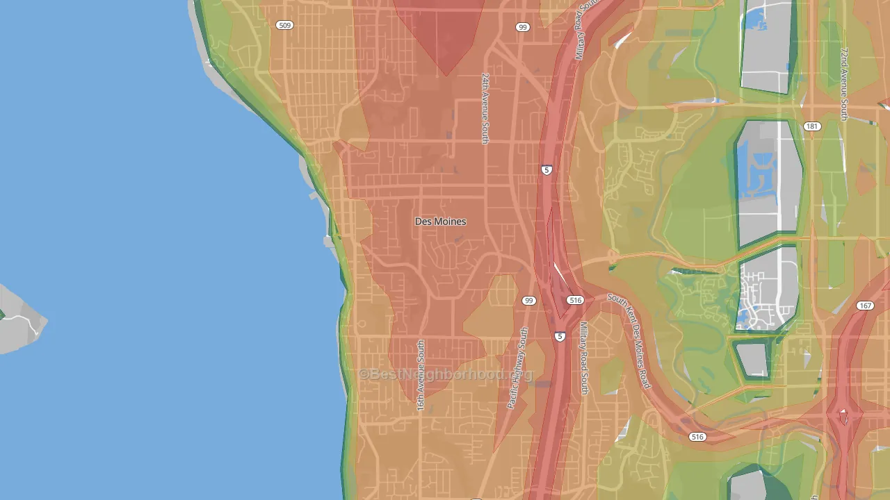 98198, WA Map of Noise Levels in 98198