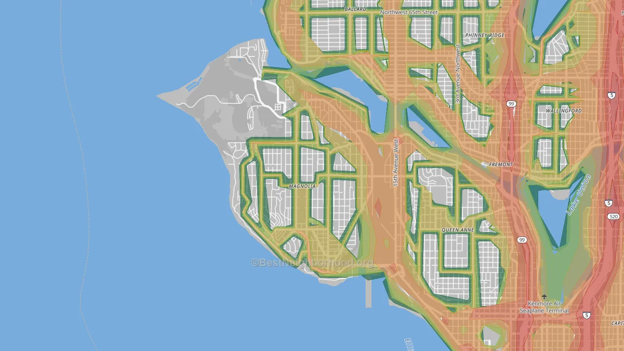 98199, WA Map of Noise Levels in 98199