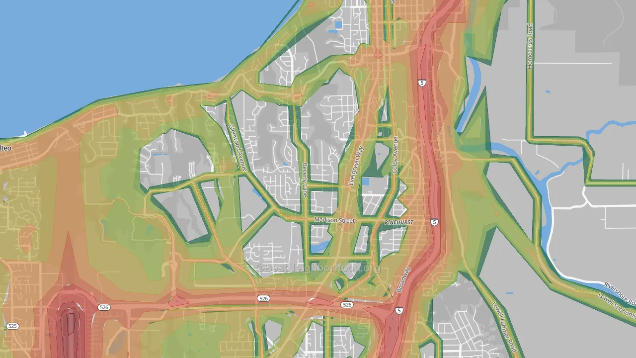 98203, WA Map of Noise Levels in 98203
