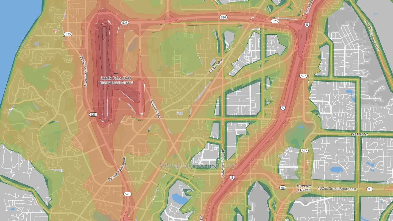 98204, WA Map of Noise Levels in 98204