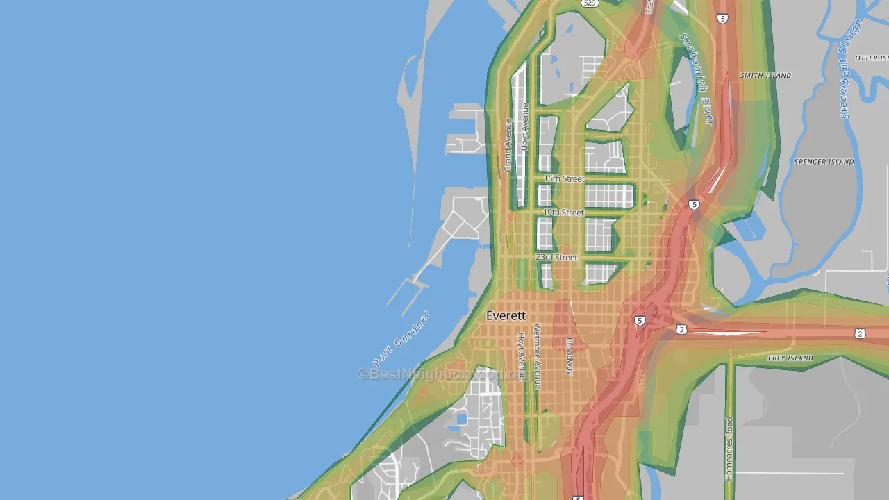 98207, WA Map of Noise Levels in 98207