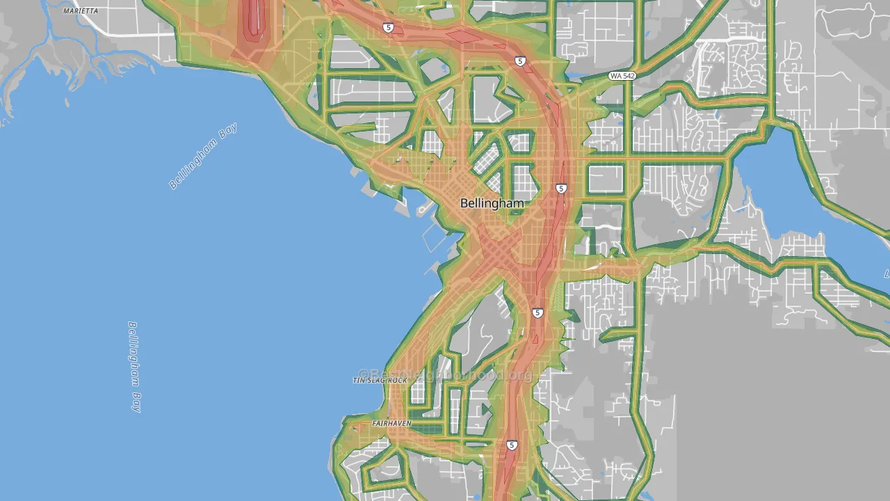 98225, WA Map of Noise Levels in 98225