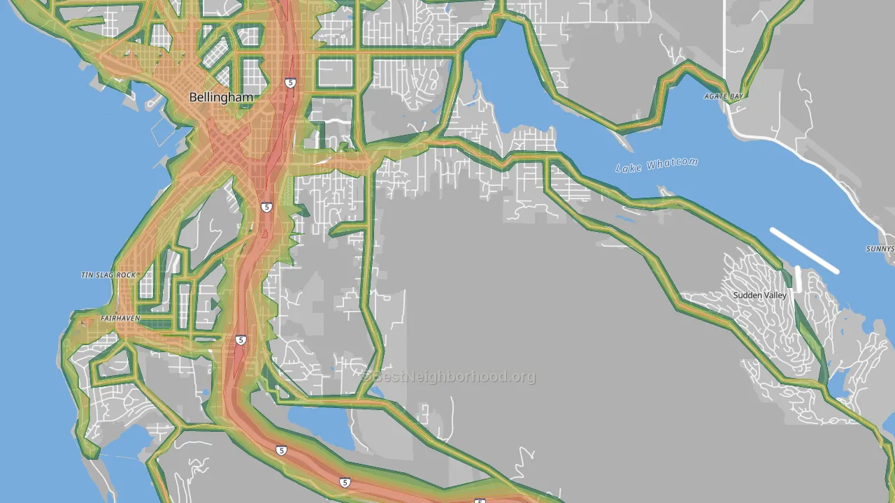 98229, WA Map of Noise Levels in 98229
