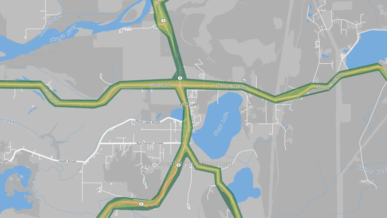 98235, WA Map of Noise Levels in 98235