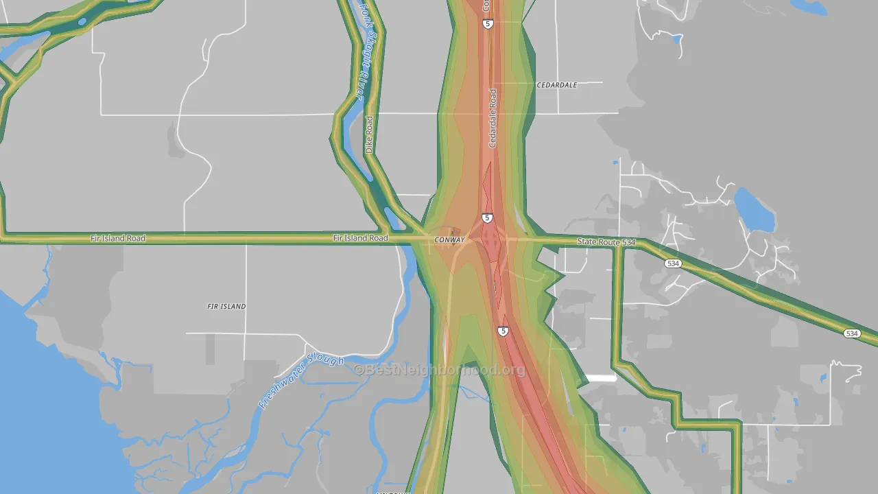 98238, WA Map of Noise Levels in 98238