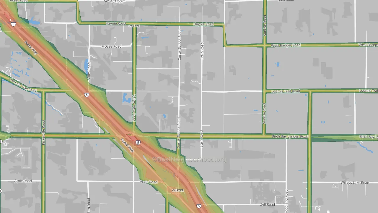 98240, WA Map of Noise Levels in 98240