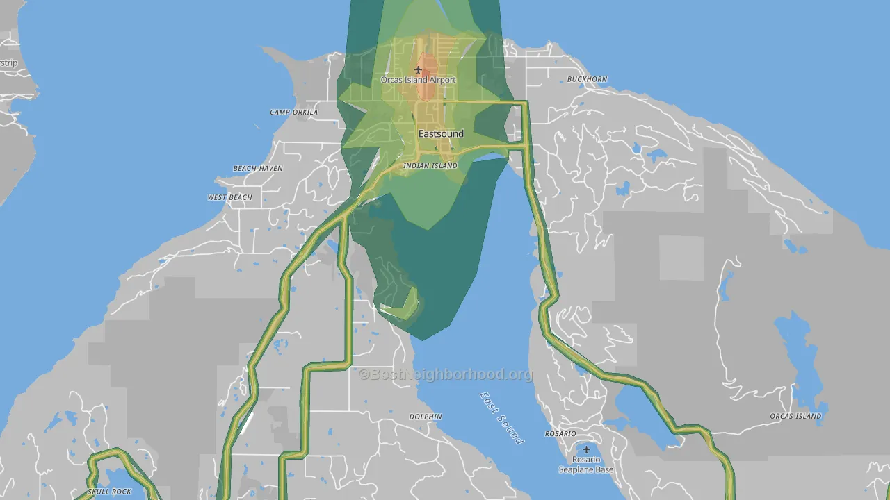 98245, WA Map of Noise Levels in 98245