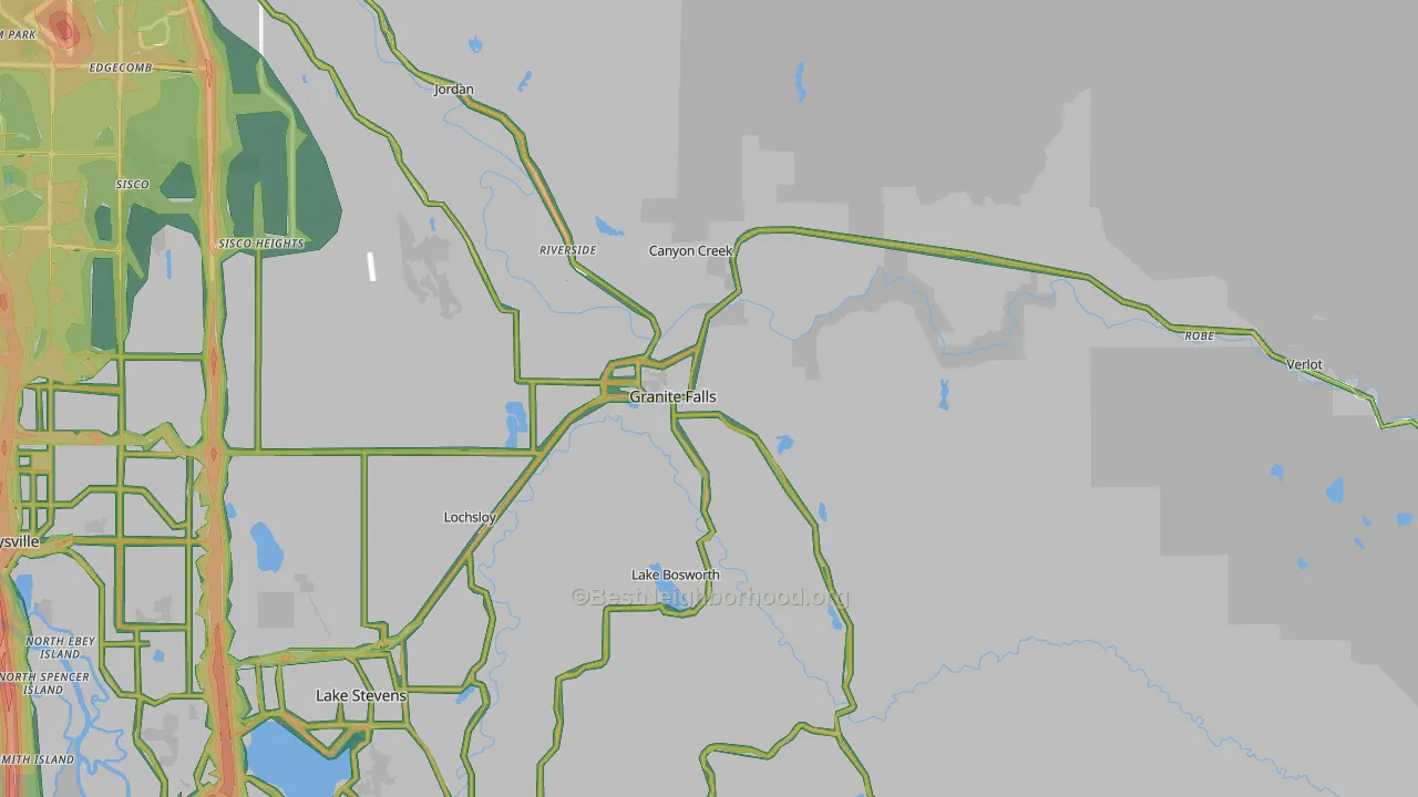 98252, WA Map of Noise Levels in 98252