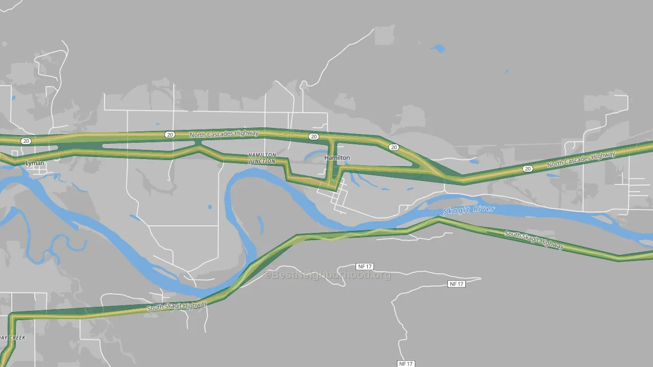 98255, WA Map of Noise Levels in 98255