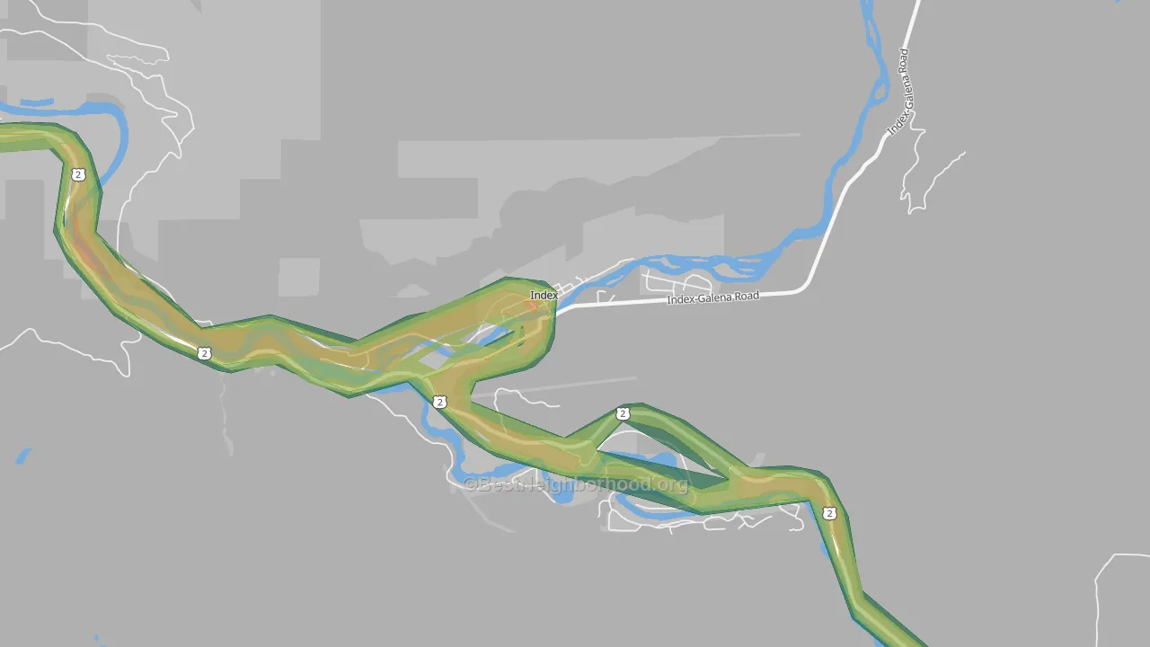 98256, WA Map of Noise Levels in 98256