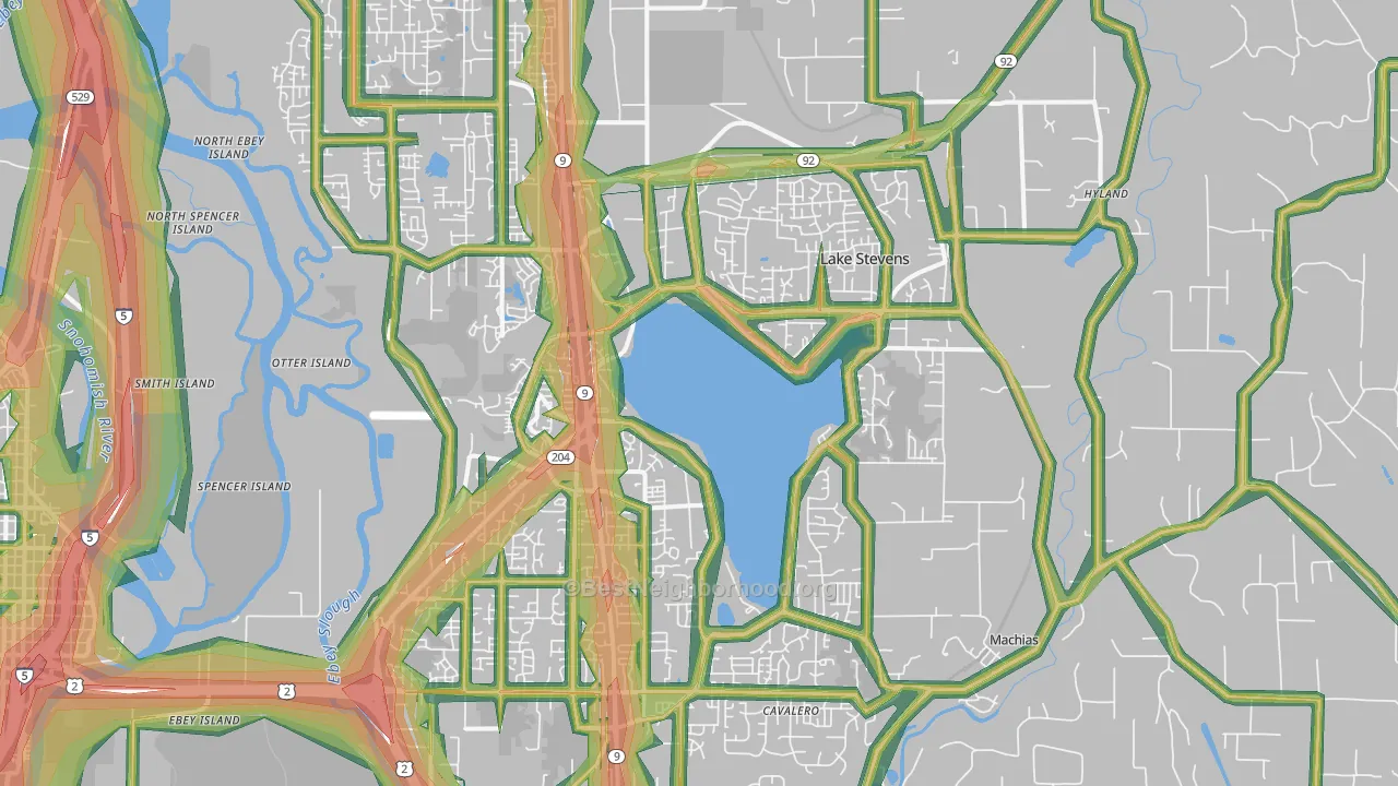 98258, WA Map of Noise Levels in 98258