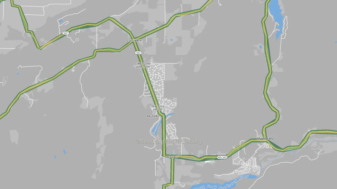 98266, WA Map of Noise Levels in 98266