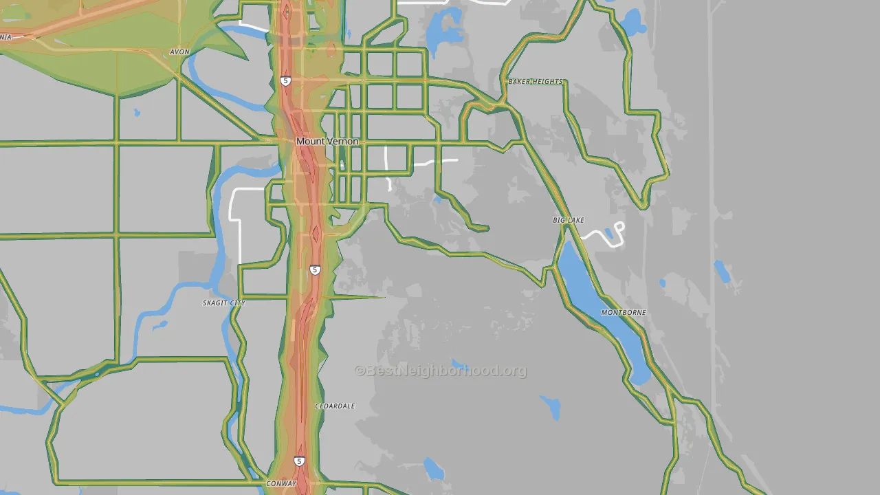 98274, WA Map of Noise Levels in 98274