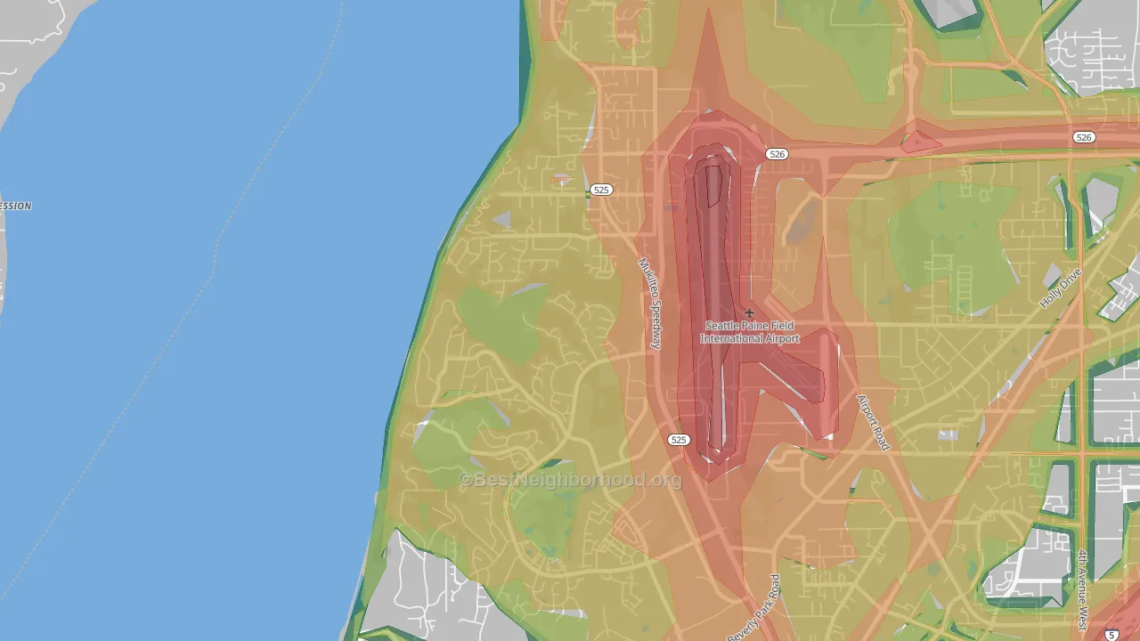 98275, WA Map of Noise Levels in 98275