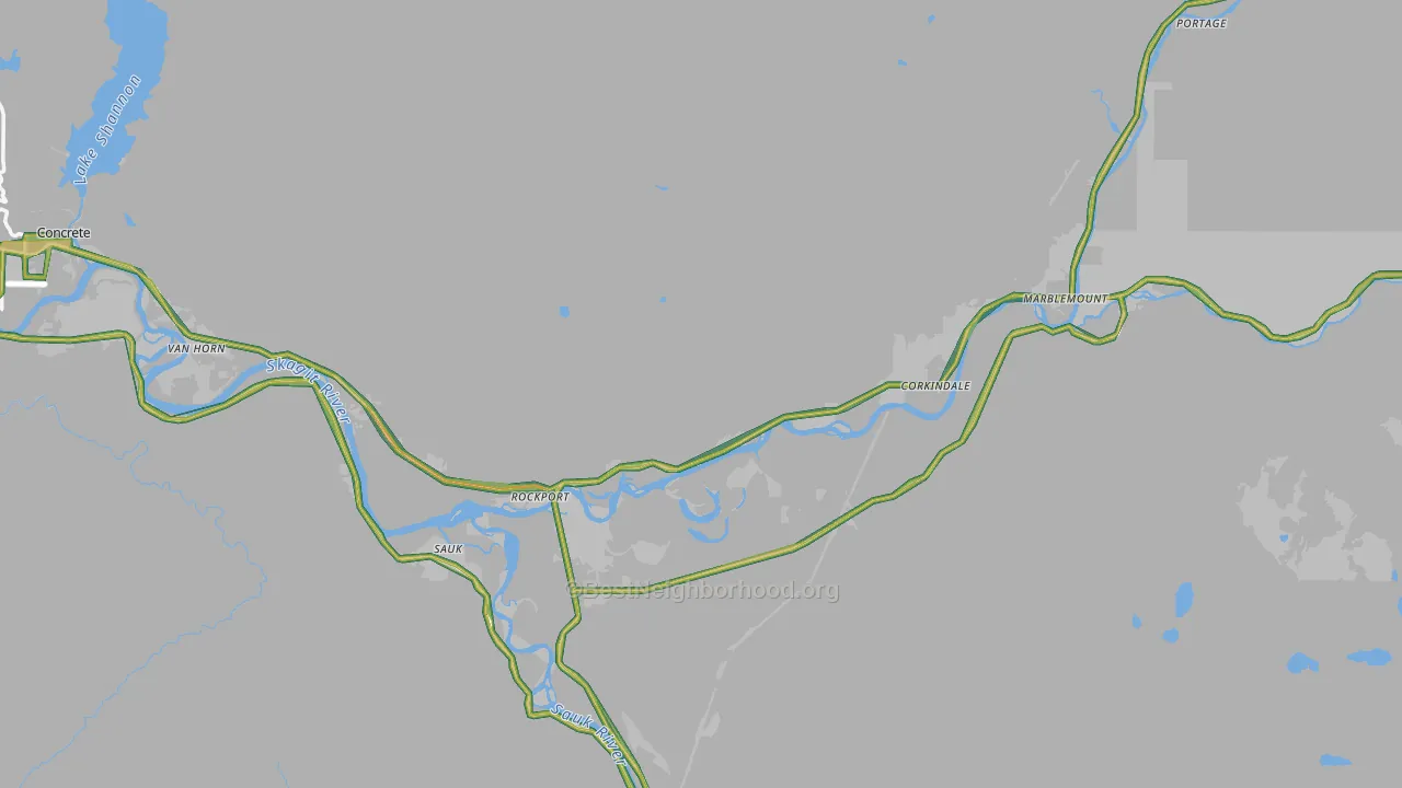 98283, WA Map of Noise Levels in 98283