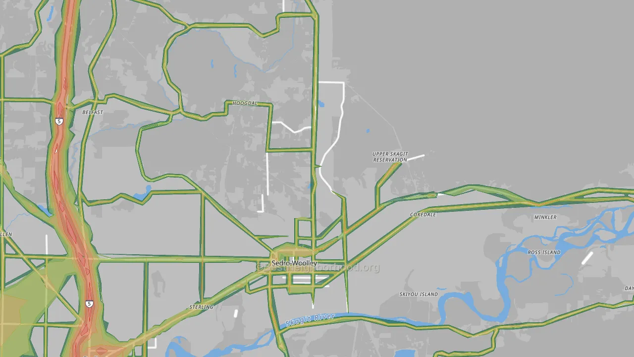 98284, WA Map of Noise Levels in 98284