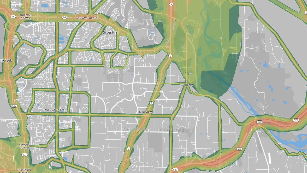 98296, WA Map of Noise Levels in 98296