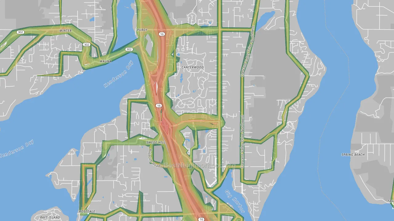 98332, WA Map of Noise Levels in 98332