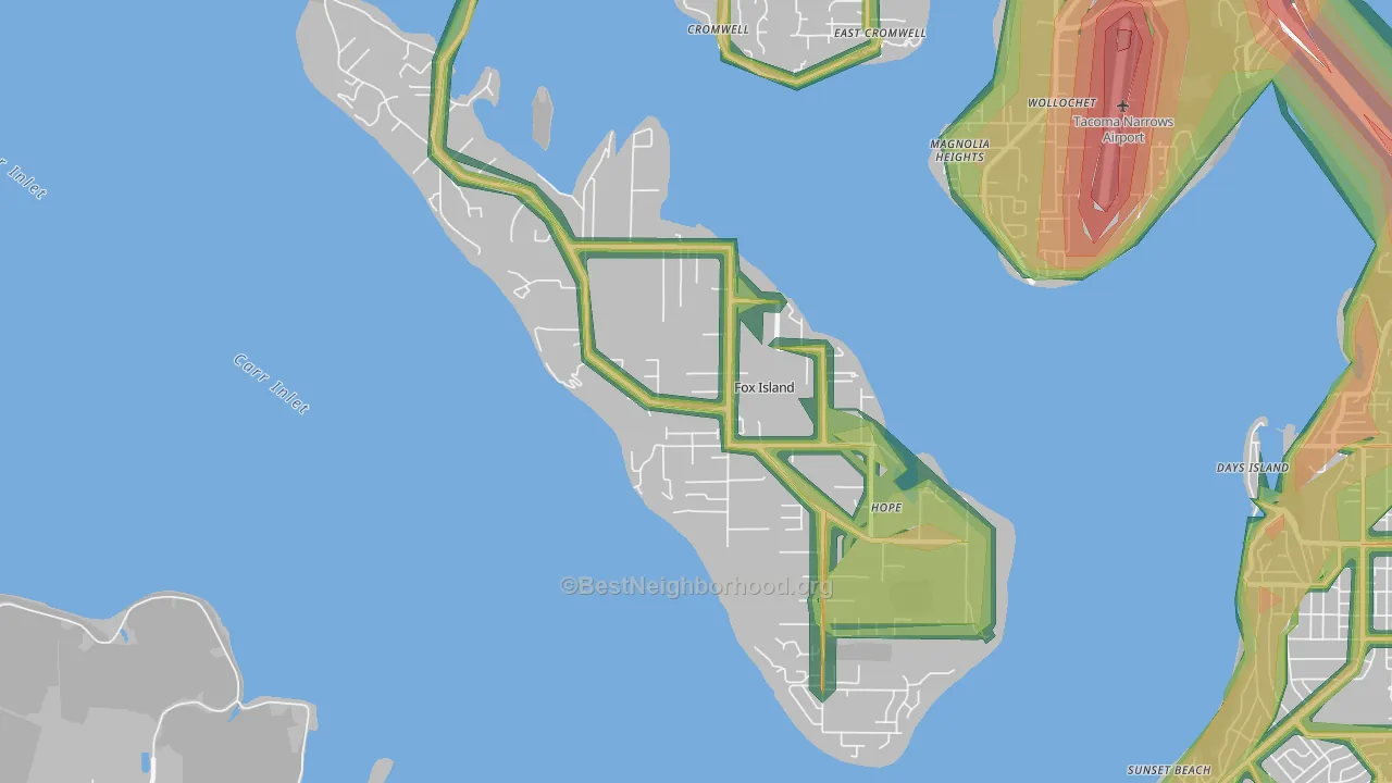 98333, WA Map of Noise Levels in 98333