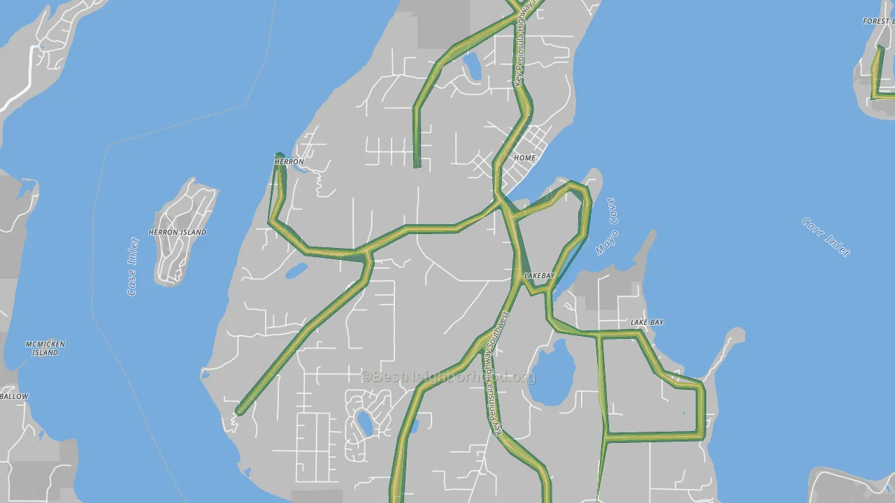 98349, WA Map of Noise Levels in 98349
