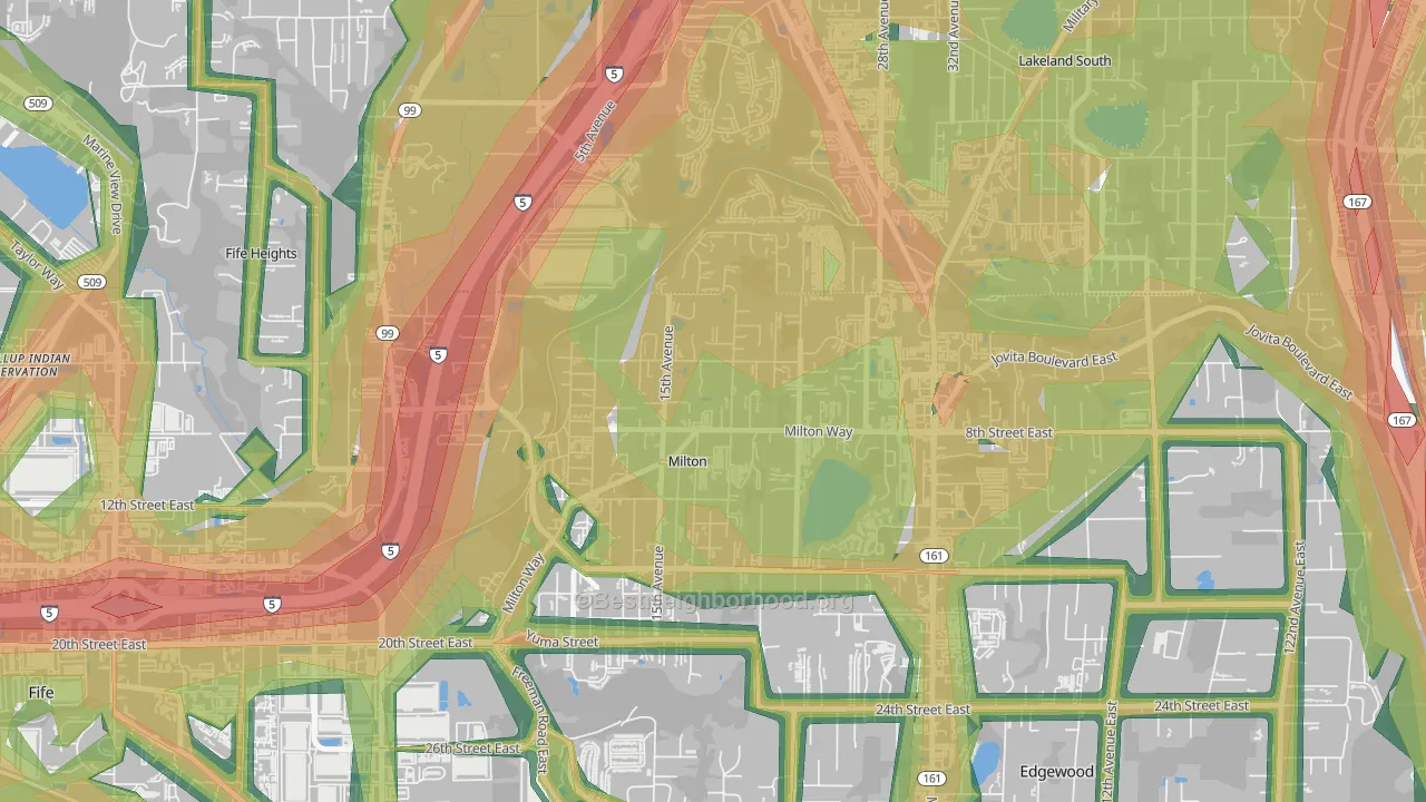 98354, WA Map of Noise Levels in 98354