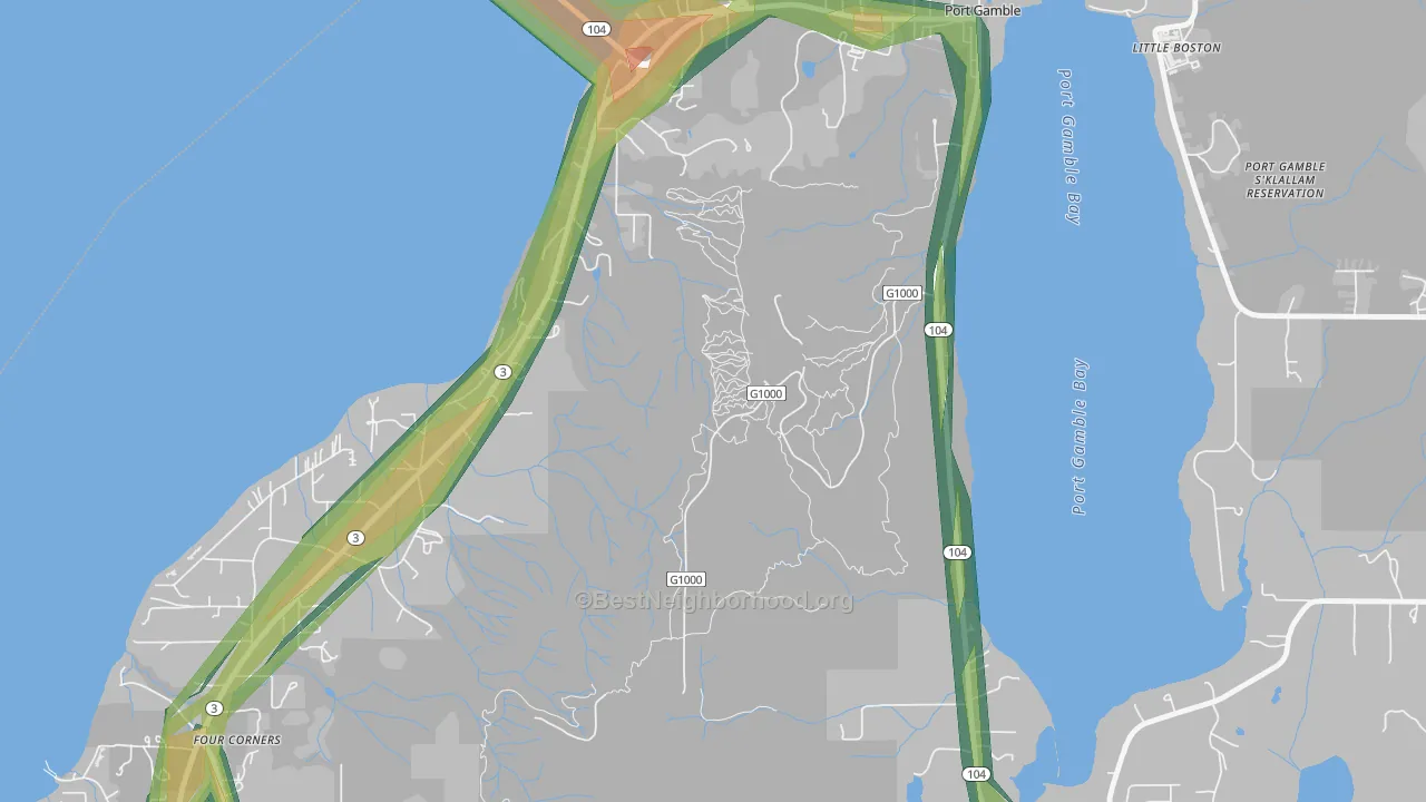 98364, WA Map of Noise Levels in 98364