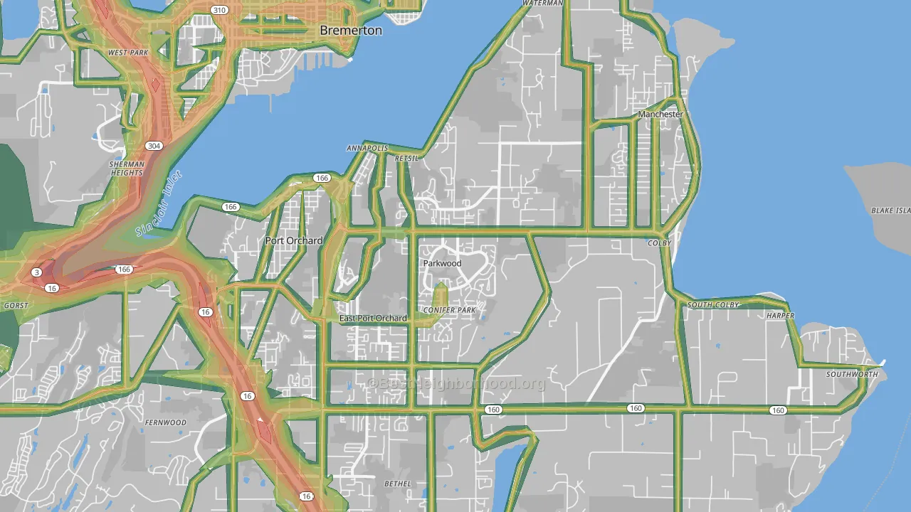 98366, WA Map of Noise Levels in 98366
