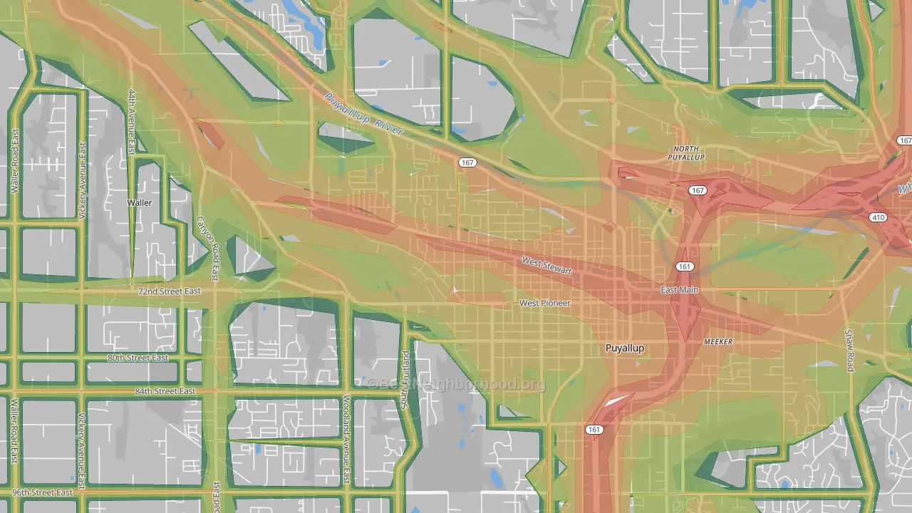 98371, WA Map of Noise Levels in 98371