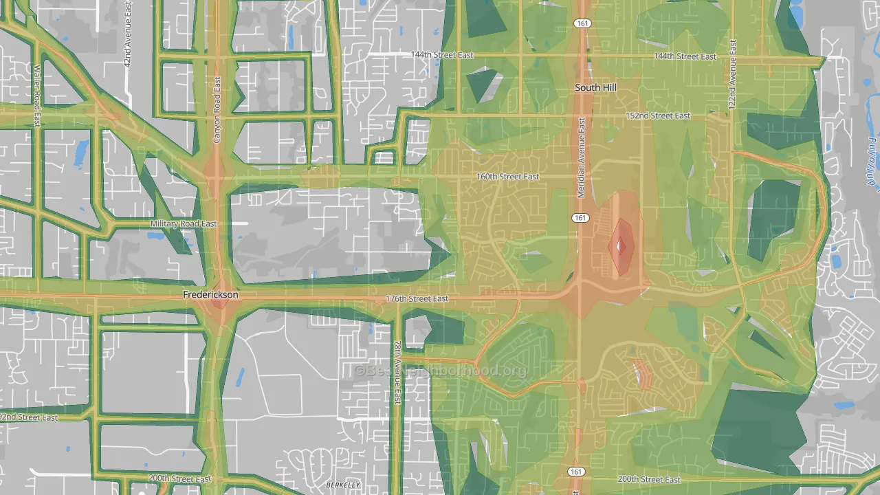 98375, WA Map of Noise Levels in 98375