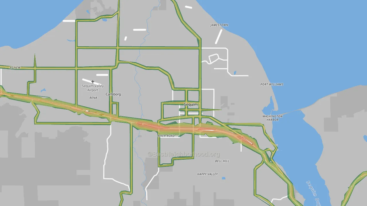 98382, WA Map of Noise Levels in 98382