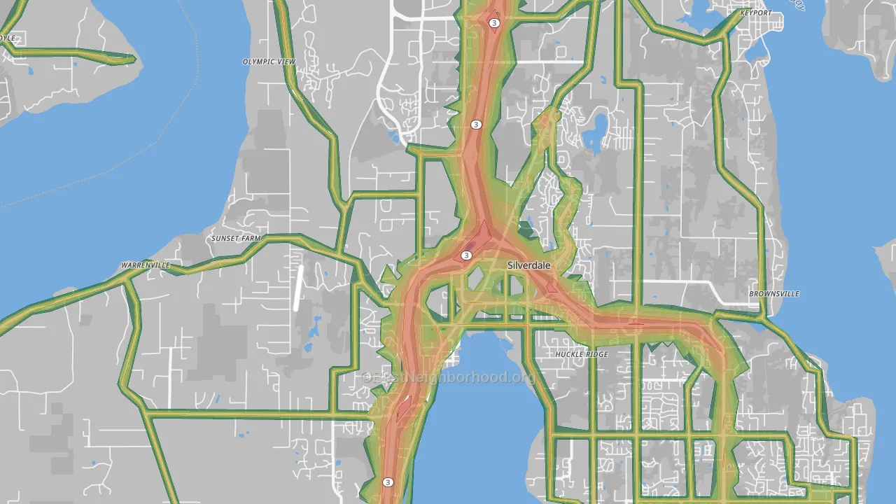 98383, WA Map of Noise Levels in 98383