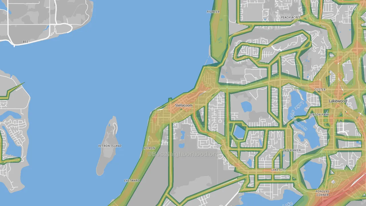 98388, WA Map of Noise Levels in 98388